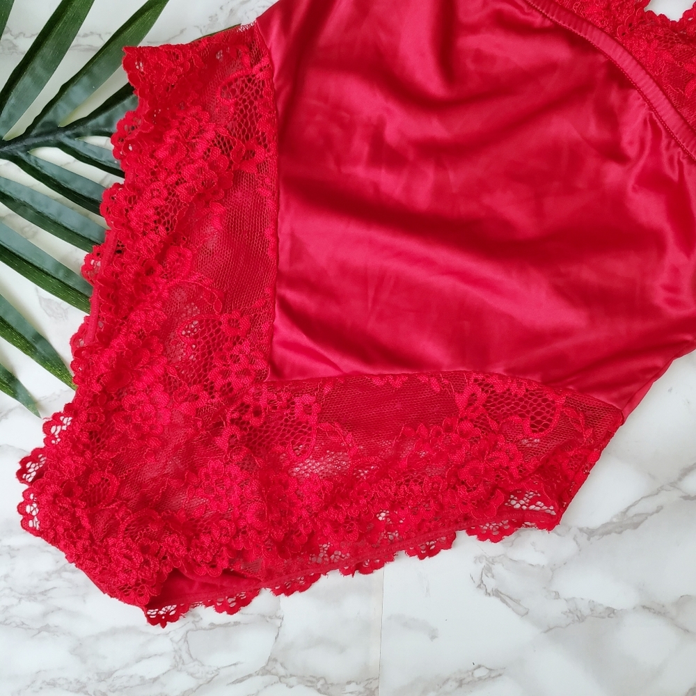 Guess Red Satin Lace Bodysuit - Picture 2 of 5